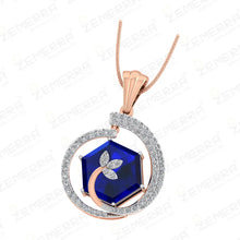Multiwear Diamond Pendant in 14K Rose Gold with blue diamond Sarafa Bazar India