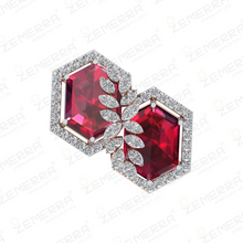 Exclusive 14K Gold Diamond Ring With a Hexagon Ruby Stone Sarafa Bazar India