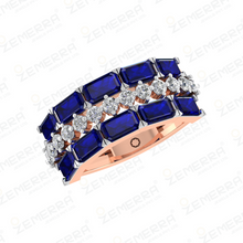 14K Gold Diamond Engagement Band Ring With Sapphire Stone Sarafa Bazar India