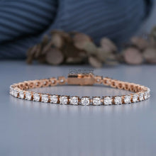 Rose Gold Four Prong Round Classic Tennis Bracelet Sarafa Bazar India