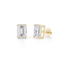 Lab Grown Diamond Emerald Cut Stud Earrings in 14K Yellow Gold Sarafa Bazar India