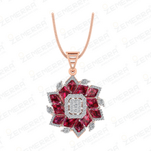 Premium 14K Rose Gold Diamond Floral Design Pendant Set Sarafa Bazar India