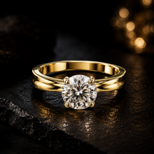 Round Cut Lab Grown Diamond Women's Ring 9Kt Yellow Gold LR-4 Sarafa Bazar India