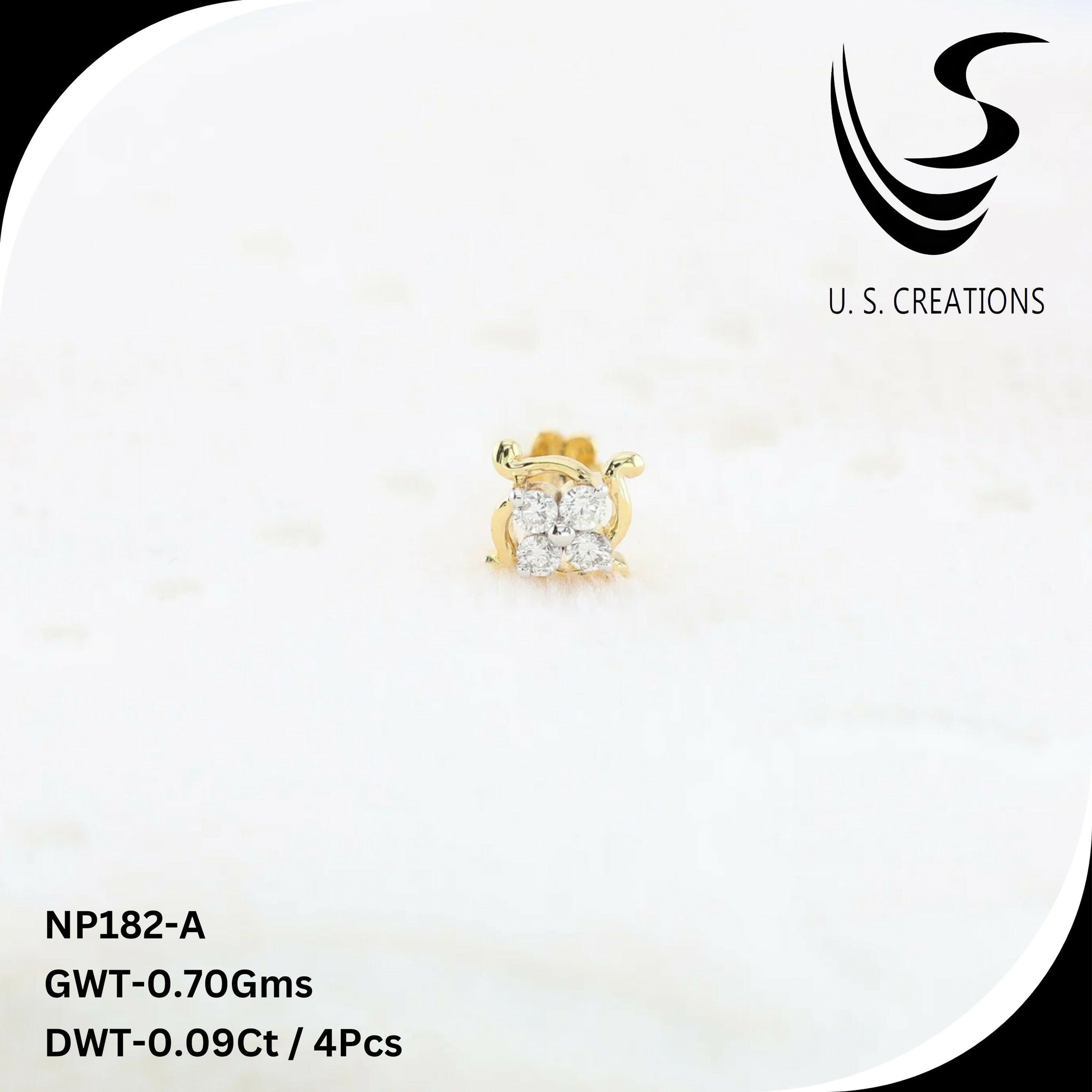 Elegant Round Diamond Nose Pin -NP-182-A Sarafa Bazar India