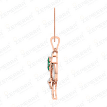 14K Rose Gold Diamond Circular Floral Pendant Set Sarafa Bazar India