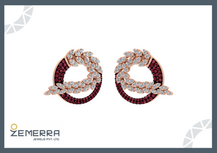 Unique 14K Gold Studs Earring with Real Diamonds