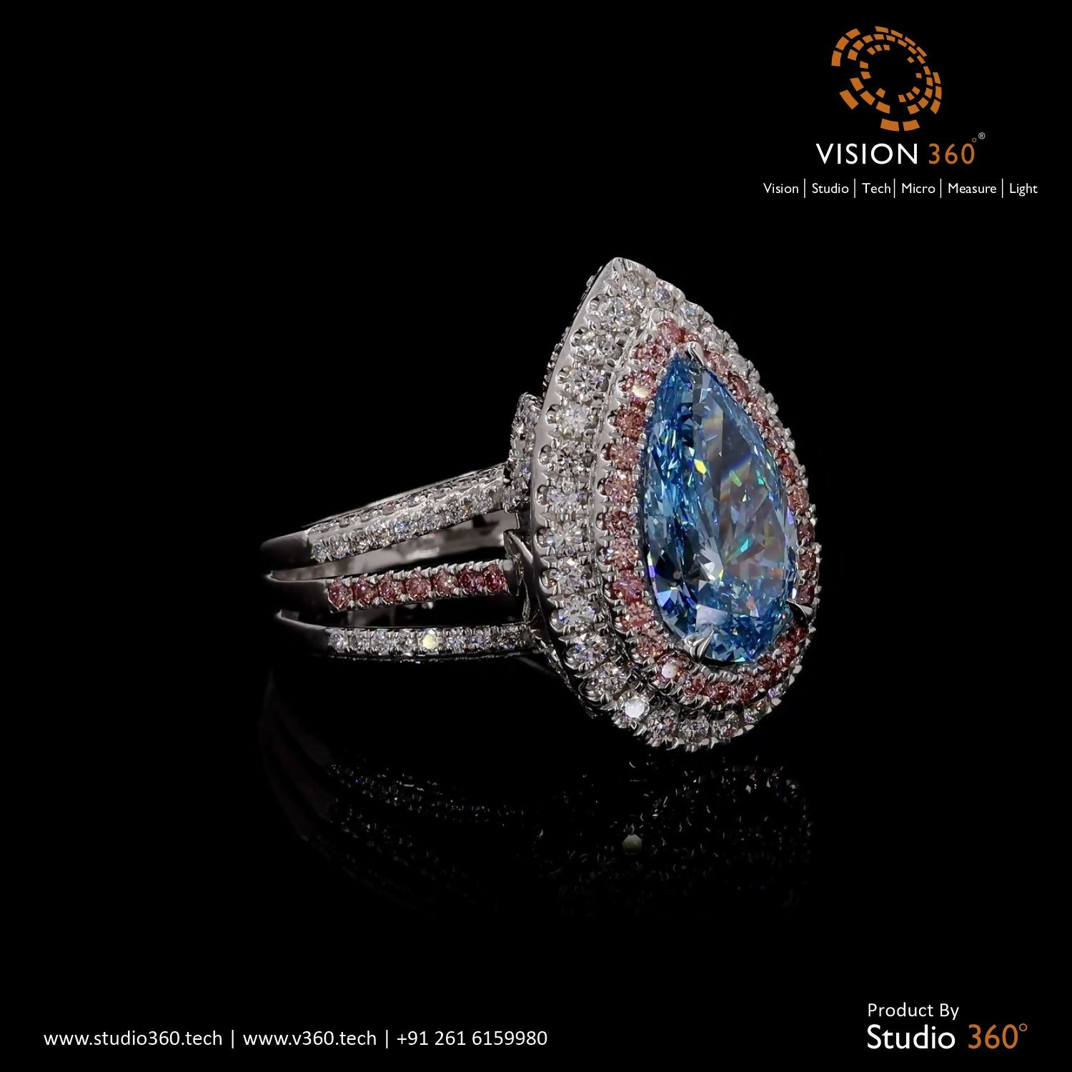Blue Colored Diamond Ring Sarafa Bazar India