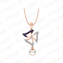 Trendy 14K Rose Gold Diamond Pendant Set with Pearl Asset Sarafa Bazar India