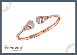 New Arrival 14K Gold Diamond Open Cuff Bracelets For Women Sarafa Bazar India