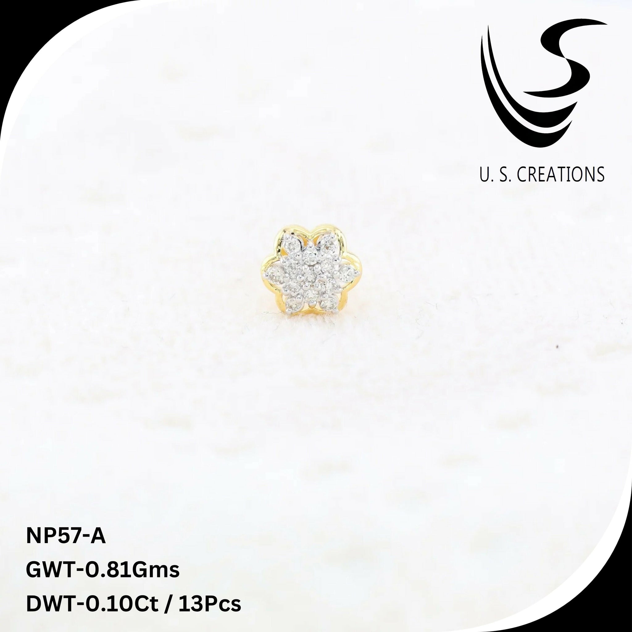 Delicate Gold & Diamond Nose Pin -NP-57-A Sarafa Bazar India