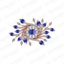 Dazzling Diamond Floral Ring With Amethyst Stone in 14K Gold Sarafa Bazar India