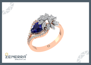 Unique 14K Rose Gold Diamond Ring For Her Sarafa Bazar India