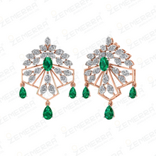 Dizzling 14k Rose Gold Green Stone Diamond Pendant Sets Sarafa Bazar India