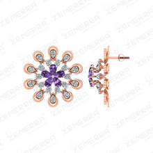 14k Rose Gold Diamond Floral Design Pendant Set Sarafa Bazar India