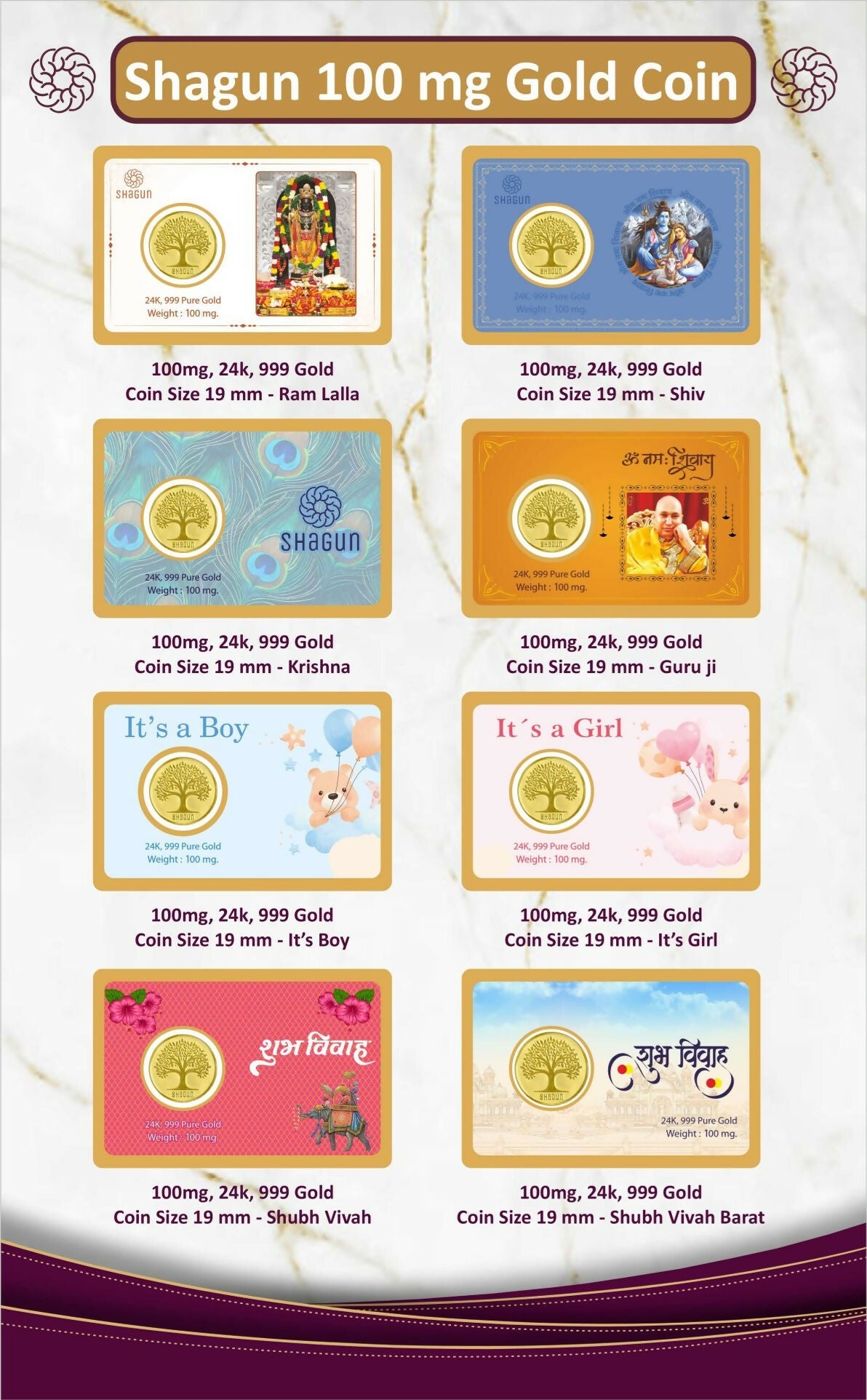 Shagun 100mg Gold Coins Sarafa Bazar India