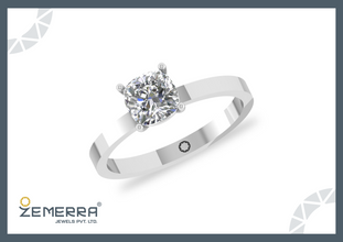 Cushion Cut Solitaire Diamond Ring In 14K White Gold Sarafa Bazar India