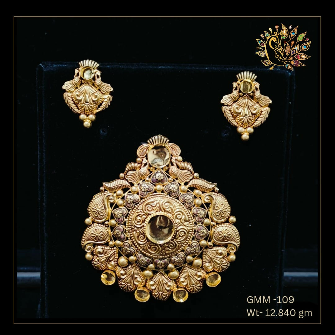 Antique Ghat Pendant Set Sarafa Bazar India