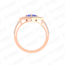 Elegant 14K Gold Tanzanite Diamond Hexagon Bridal Ring Sarafa Bazar India