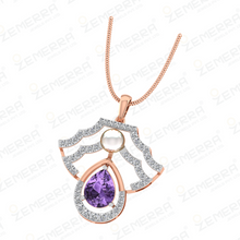 Lavish 14K Rose Gold Diamond Shield Drop Pendant Sarafa Bazar India