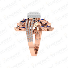 Modern 14K Rose Gold Diamond Floral Halo Ring Sarafa Bazar India
