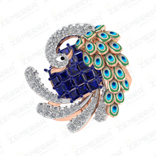 Stylish Peacock Design Diamond Ring in 14KT Gold Sarafa Bazar India