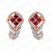 Elegance 14k Gold Diamond Ruby Stone Bali Earrings Sarafa Bazar India