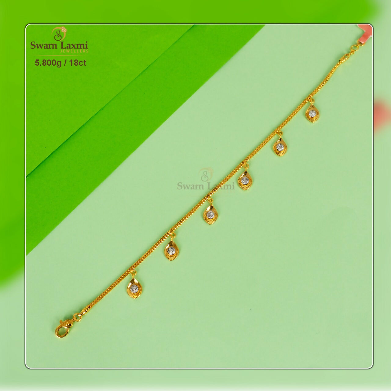 18kt Emerald Casting Ladies Bracelet Sarafa Bazar India