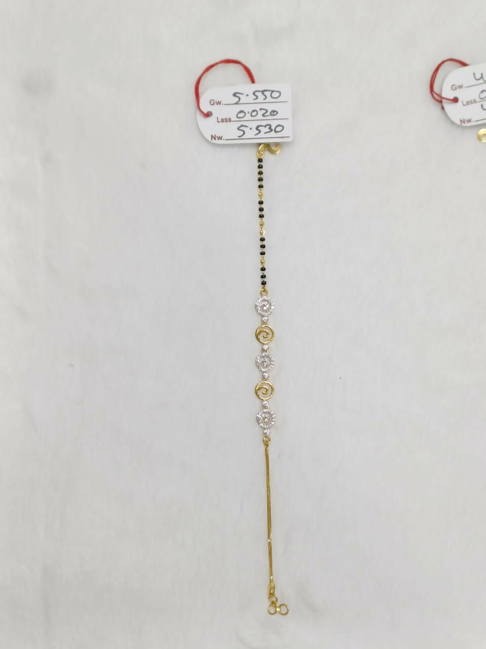 22kt CZ Hand Mangalsutra Bracelet Sarafa Bazar India