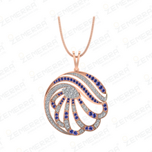 Unique 14K Rose Gold Diamond Spiral Swirl Pendant Set Sarafa Bazar India