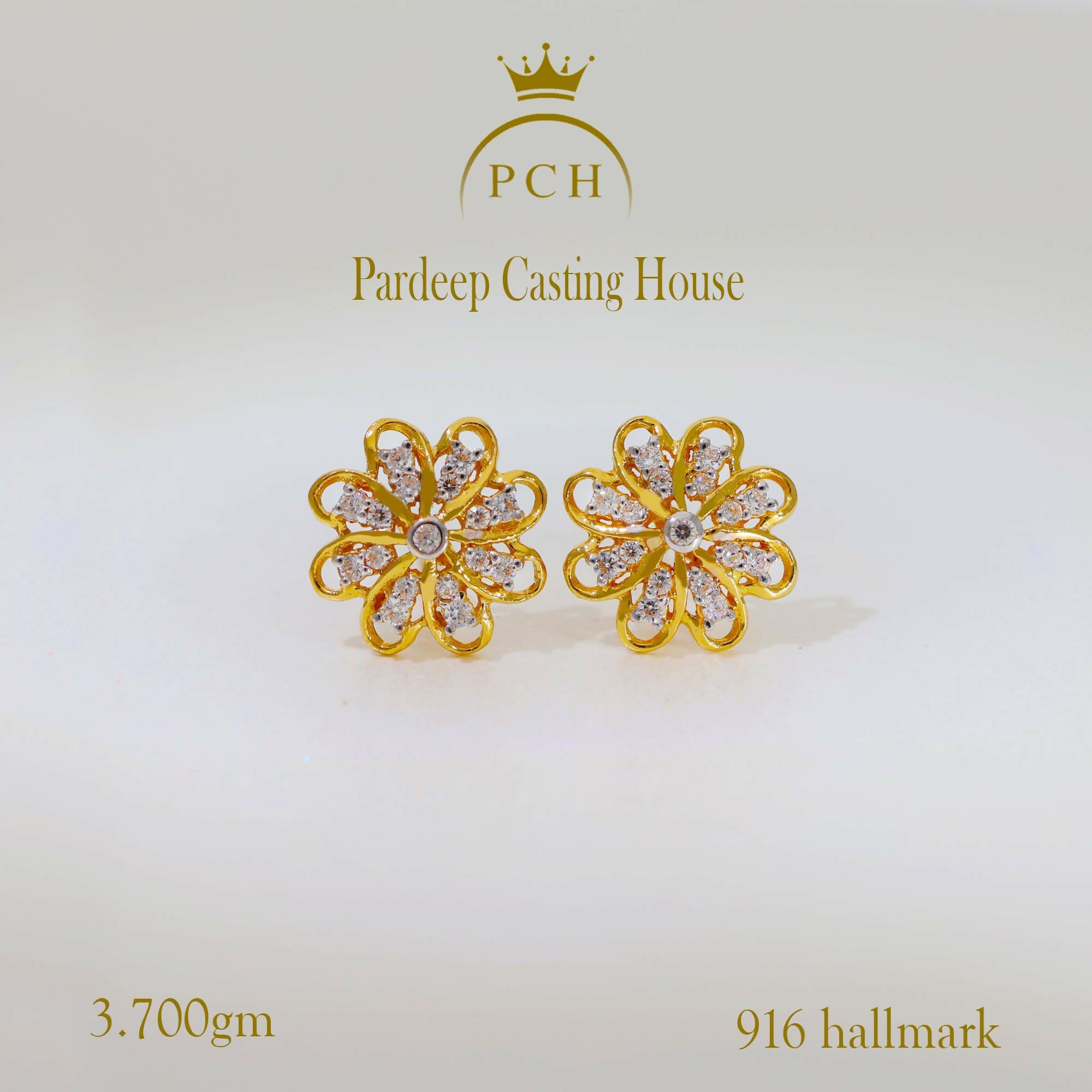 Fanny Floweret Stone Stud Earrings Sarafa Bazar India