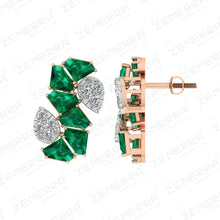 Natural Gemstone Stud Earrings in 14K Rose Gold Sarafa Bazar India