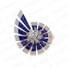 Original 14k Real Gold Blue Gemstone Diamond Floral Ring Sarafa Bazar India