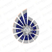 Original 14k Real Gold Blue Gemstone Diamond Floral Ring Sarafa Bazar India