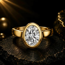 Oval Cut lab Grown Diamond 9KT Yellow Gold Women's Ring Sarafa Bazar India