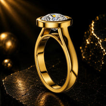 Oval Cut lab Grown Diamond 9KT Yellow Gold Women's Ring Sarafa Bazar India