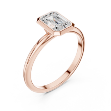 Emerald Cut Lab Grown Diamond Women's Ring 9Kt Rose Gold LR-70 Sarafa Bazar India