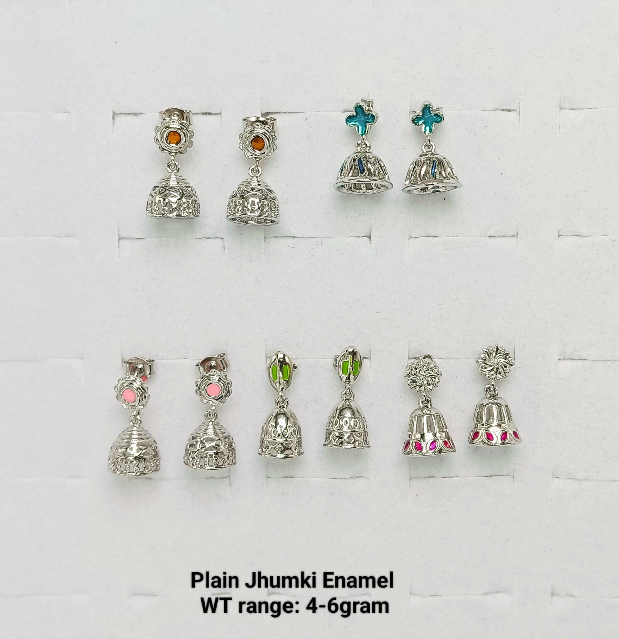 925 Silver Plain Jhumki Enamel Sarafa Bazar India