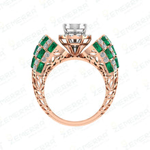 14K Rose Gold Diamond Green Emerald Stone Rings - Fine Jewelry Sarafa Bazar India