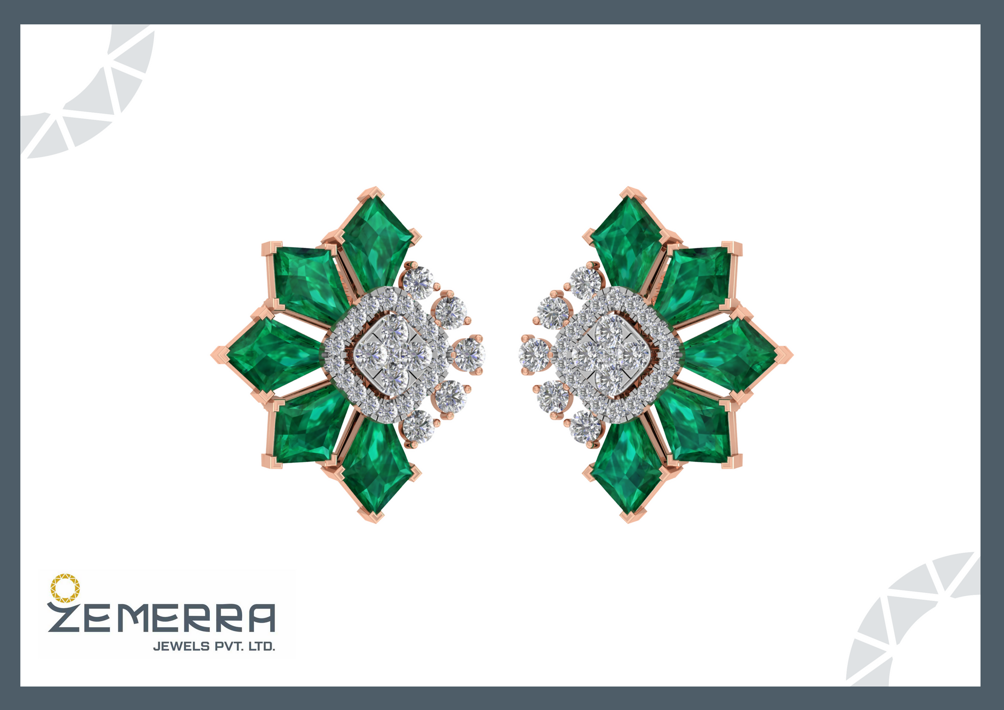 Real Diamond Unique Stud Earrings - 14K Gold Sarafa Bazar India