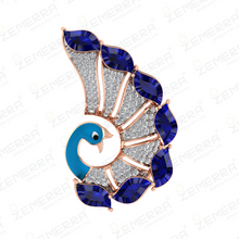 14K Rose Gold Peacock Ring with Diamonds & Blue Stones Sarafa Bazar India