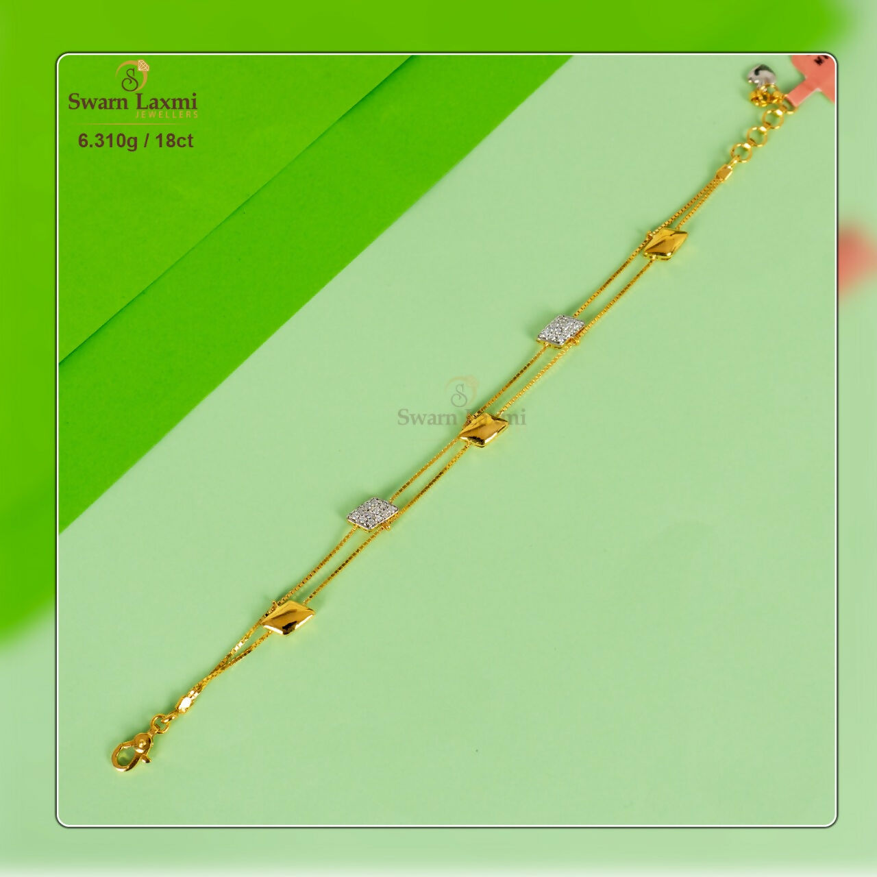 18kt Emerald Casting Ladies Bracelet Sarafa Bazar India