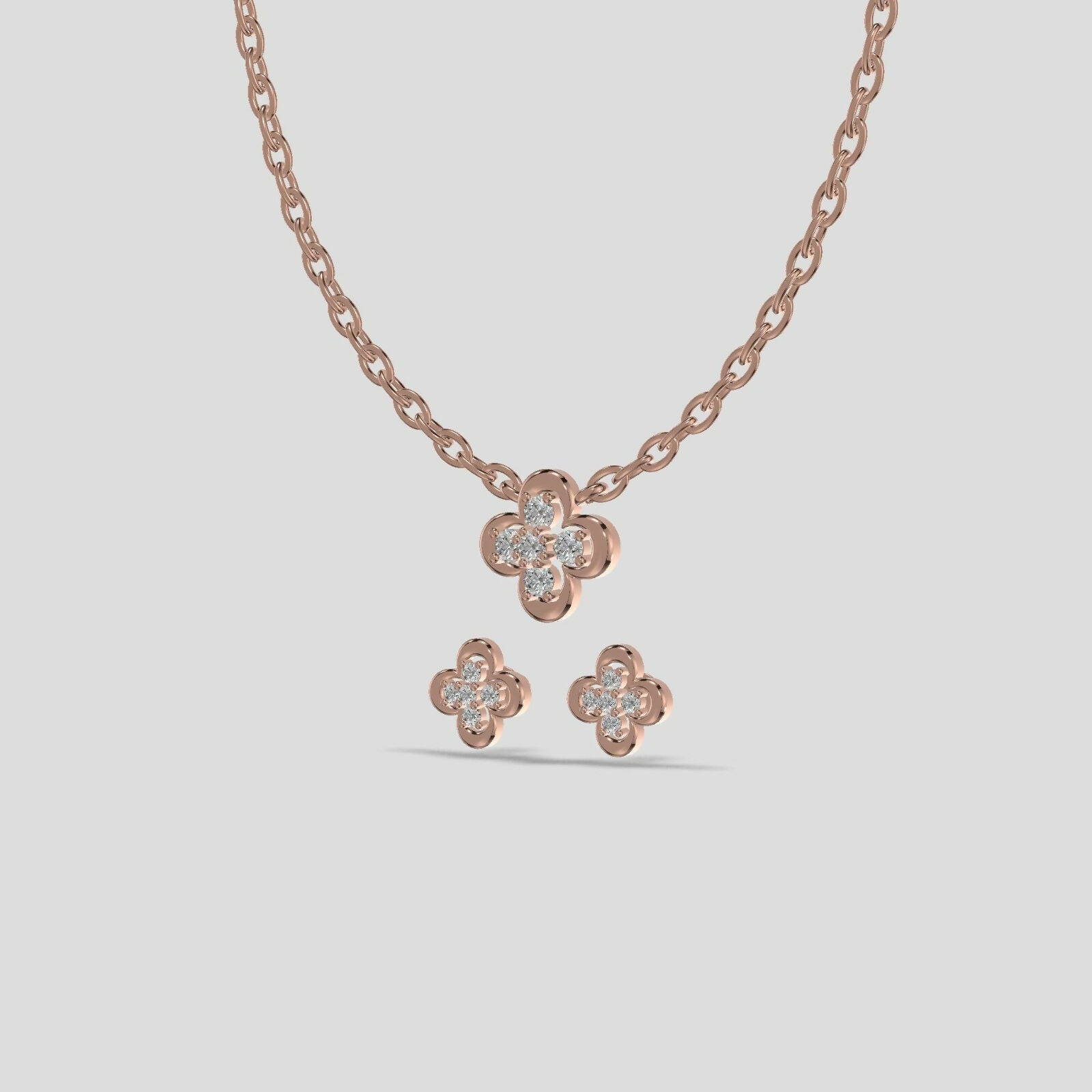 Rose Gold Lab Grown Diamond Chain Set Sarafa Bazar India