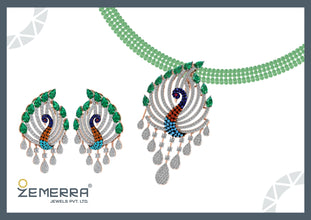 Peacock Style Diamond Pendant Set in 14K Gold Sarafa Bazar India