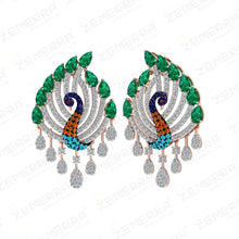 Peacock Style Diamond Pendant Set in 14K Gold Sarafa Bazar India