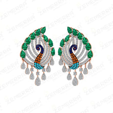 Peacock Style Diamond Pendant Set in 14K Gold Sarafa Bazar India