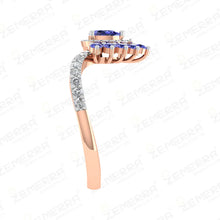 Pear Cut Halo Split Shank Diamond Ring in 14K Gold Sarafa Bazar India