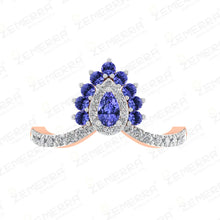 Pear Cut Halo Split Shank Diamond Ring in 14K Gold Sarafa Bazar India