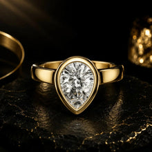 Pear Cut lab Grown Diamond Women's Ring 9KT Yellow Gold Sarafa Bazar India