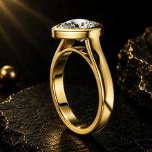 Pear Cut lab Grown Diamond Women's Ring 9KT Yellow Gold Sarafa Bazar India