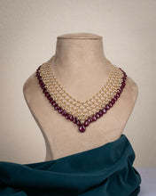 Pearl Mesh Necklace With Ruby Drops Sarafa Bazar India